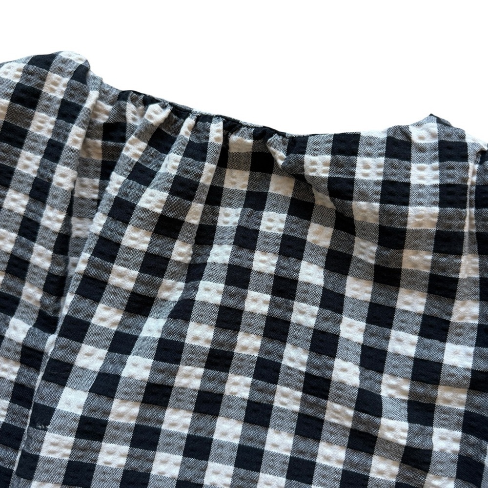 ZARA Women's Black & White Gingham Check Tie Front Key Hole Crop Top M Festival - Picture 9 of 11